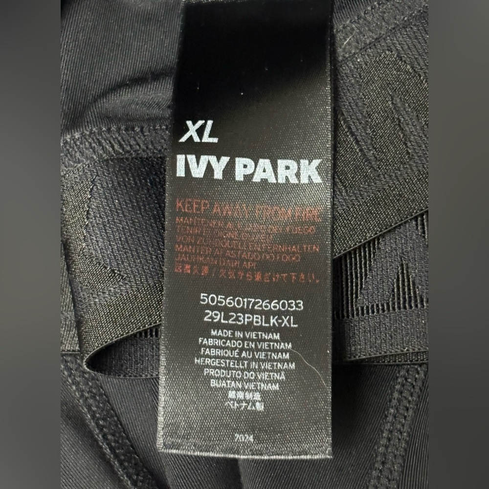 Ivy Park Size XL High Rise Black Slash Leggings Full Length Athletic Edgy Goth - Picture 11 of 15